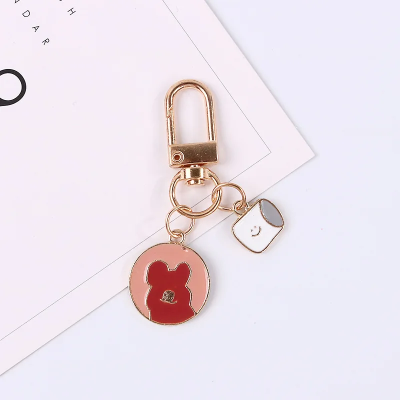 

New Style Strawberry Bear Keychain Exquisite Airpods Accessories Keyrings Bag Pendant Key Chain Delicacy Small Trinket Gift