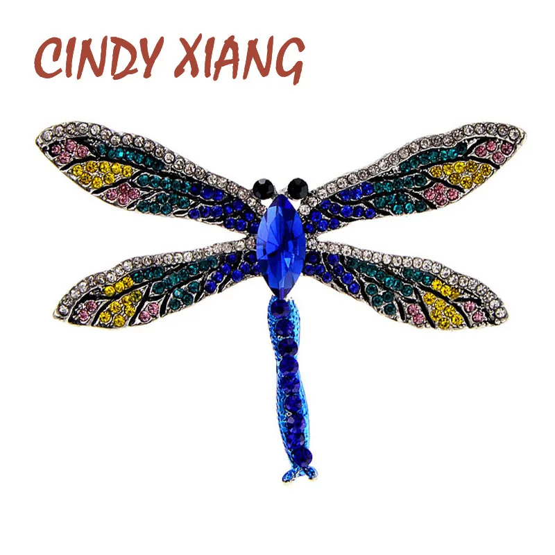 

CINDY XIANG Rhinestone Dragonfly Brooches For Women Alloy Insect Pin Brooch Fashion Winter Accessories 3 Colors Available Gift