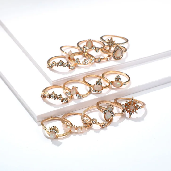 16 шт./компл. женское винтажное ювелирное изделие с кристаллами Геометрическая