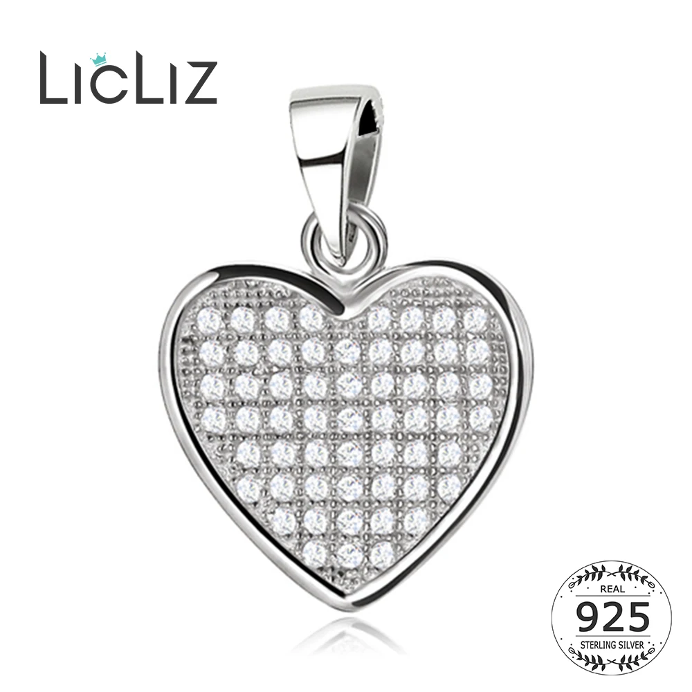 Кулон из серебра 925 пробы с фианитами в виде сердца|charm pendant|charm pendant diycharm heart |