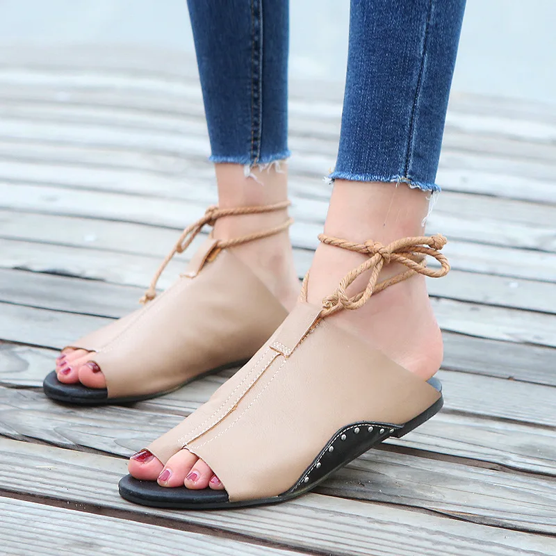 Сандалии Ariari женские на плоской подошве мягкие кожаные босоножки с ремешком