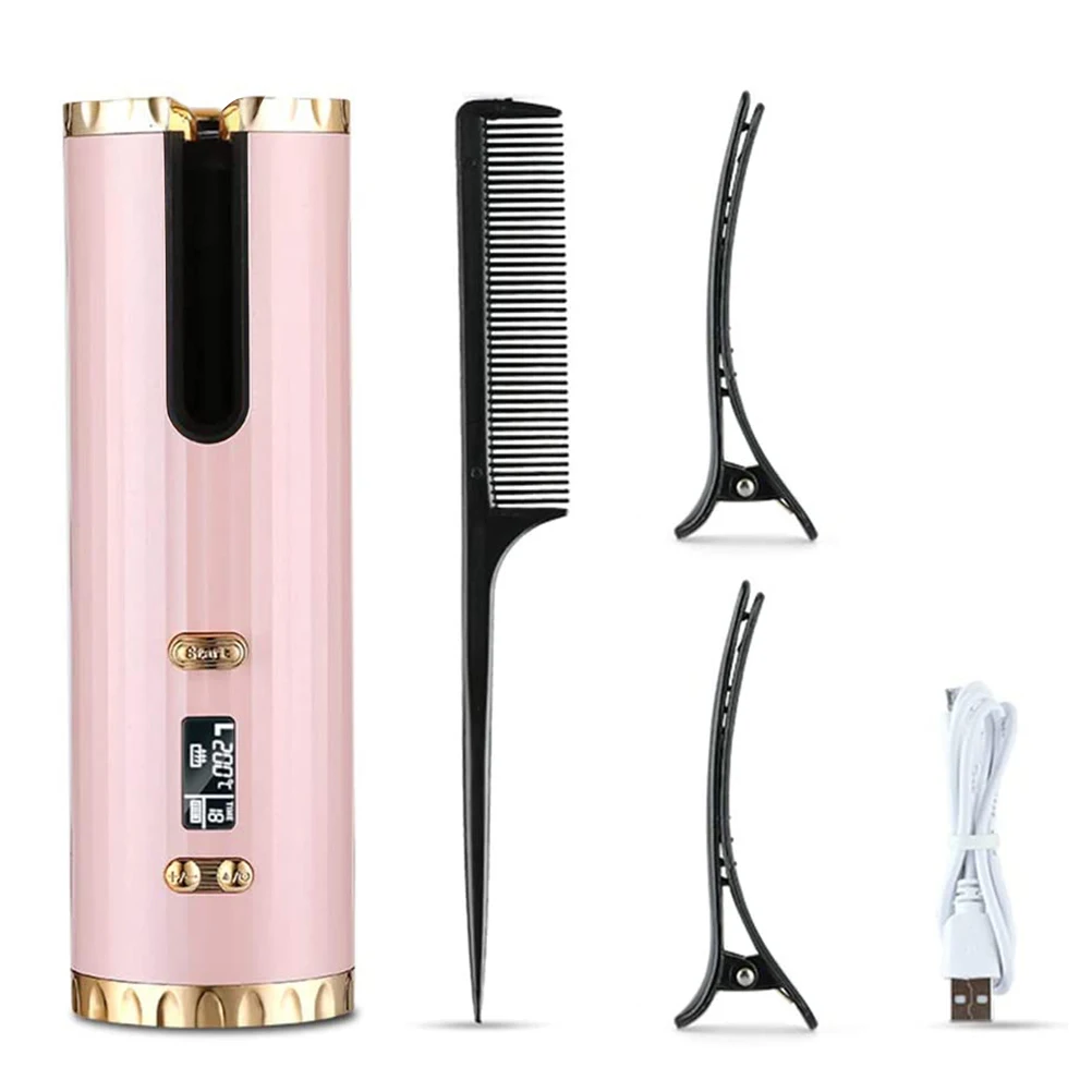 

Wireless Automatic Curling Iron Hair Curler Rotating Ceramic Hair Curler USB Rechargeable For LCD Display Curly Machine Portable