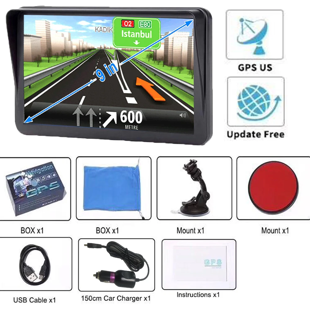 GPS navigation 9 inch car travel navigator 256MB capacitive screen satellite FM latest European map navigatorGPS | Автомобили и