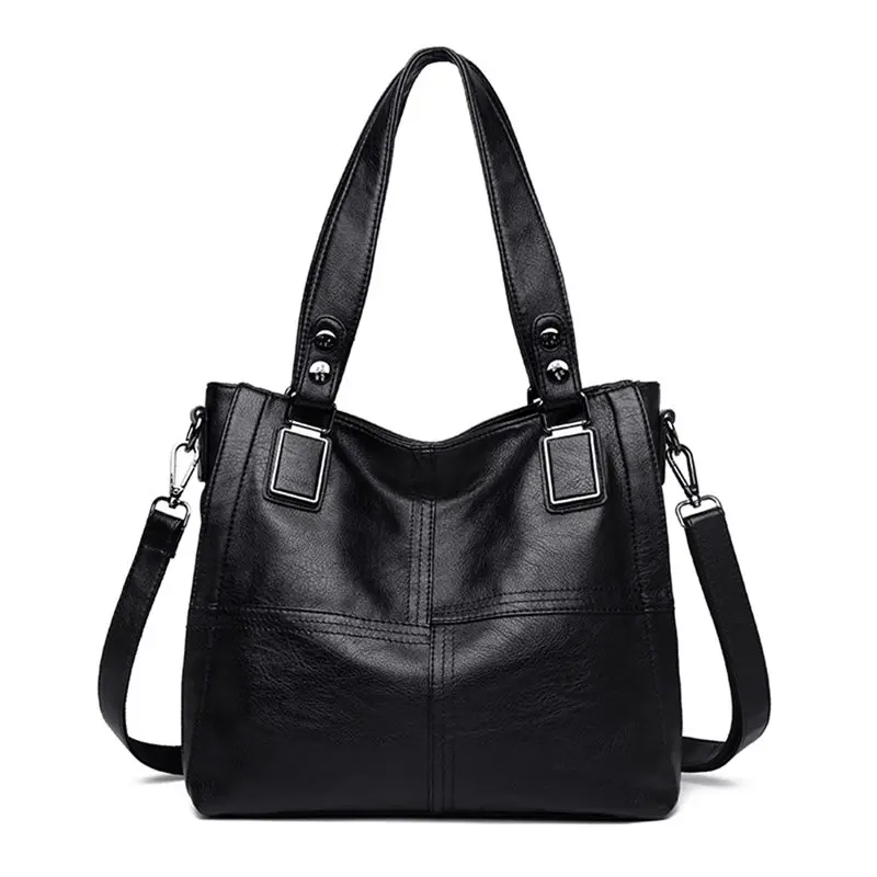 Black Sac A основной Femme Лоскутные кожаные роскошные сумки женские сумки дизайнерские женские ручные сумки Большие женские сумки через плечо Повседневная Сумка-тоут - Цвет: Black