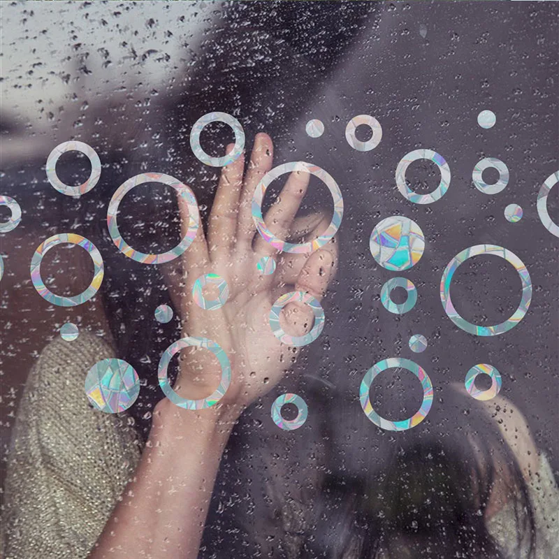 

PVC Round Diamonds Rainbow Prism Sticker Colorful Window Film Stars Electrostatic Glass Sticker No Glue Removable Sticker