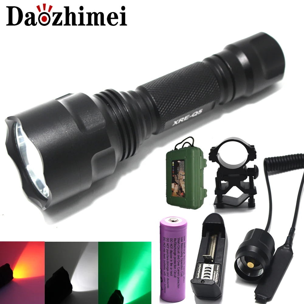 2000 люмен XM L T6 белый/зеленый/красный светодиодный тактический фонарь охотничий