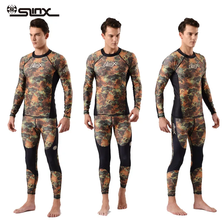 

Mens rash guard swim shirt spearfishing lycra suit diving Camo rashguard Surf shirts Beach Swim UV Protection