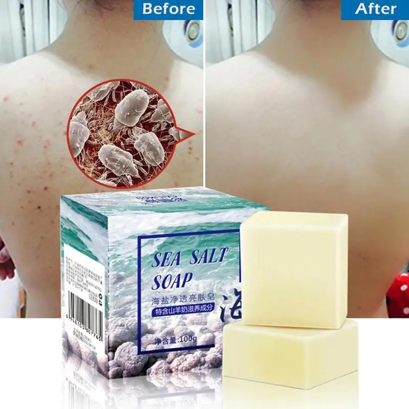 Sea Salt Soap For Face Whitening Moisturizing Remove Cleaning Natural Deep Bath Care Shower Soap Pimple T5P8
