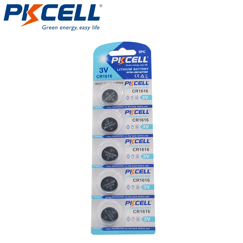 

5 шт. (5 шт./карта) PKCELL CR1616 DL1616 ECR1616 LM1616 1616 3 в литиевые щелочные батареи для монет