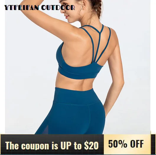 

Gym Crop Tops Yoga Top Ladies Fitness Dance Shock-proof Gathered Without Steel Ring Bra Sports Underwear Backless Vest Women