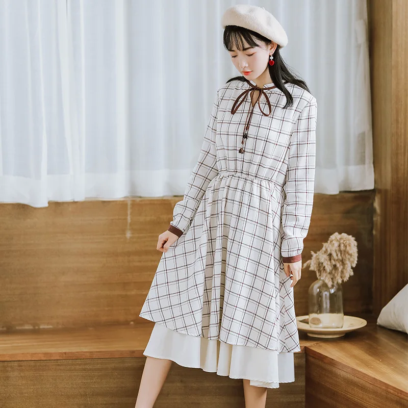 2019 новые модные женские платья художественное и элегантное клетчатое платье с