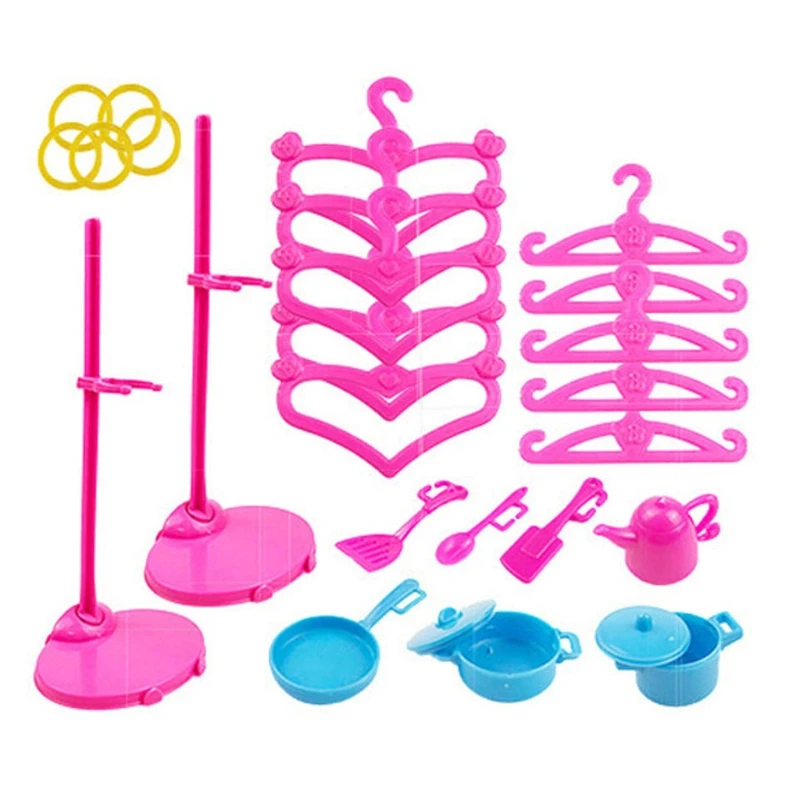 

G2AD Princess Doll Accessories Dollhouse Accessories Clothes Doll Shoes Boots Mini Dress Handbags Crown Hangers Glasses Kids