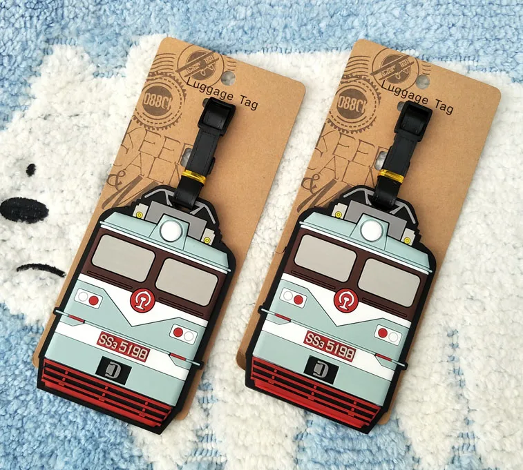

Old Train Anime Luggage Tag PVC Pendants Portable Travel Label Suitcase Address Baggage Holder tags Gifts
