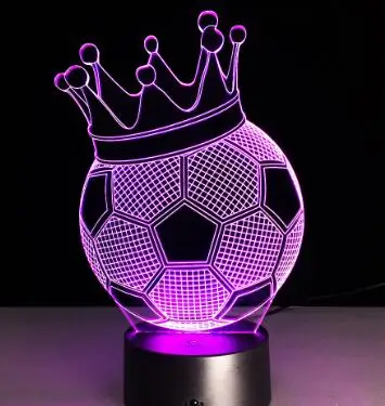 Креативный 3D иллюзия Лампа светодиодный ночник футбол императорская корона дизайн Новинка акриловая атмосферная лампа милый подарок для детей - Испускаемый цвет: Football  4