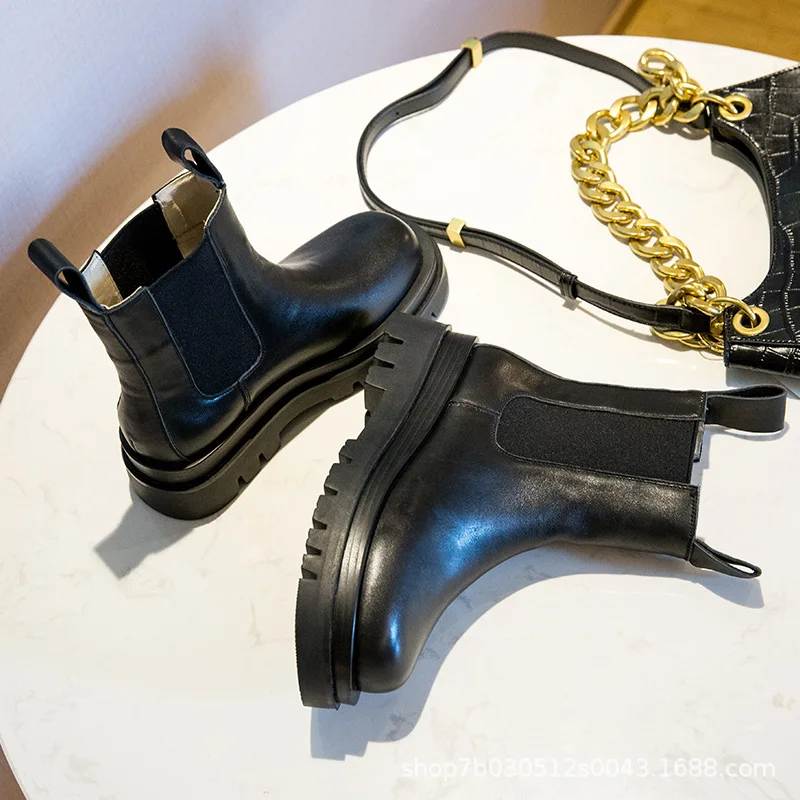 

shoes boots / winter 2021 leather thick women's fall sole Chelsea boots women's short boots motorcycle boots