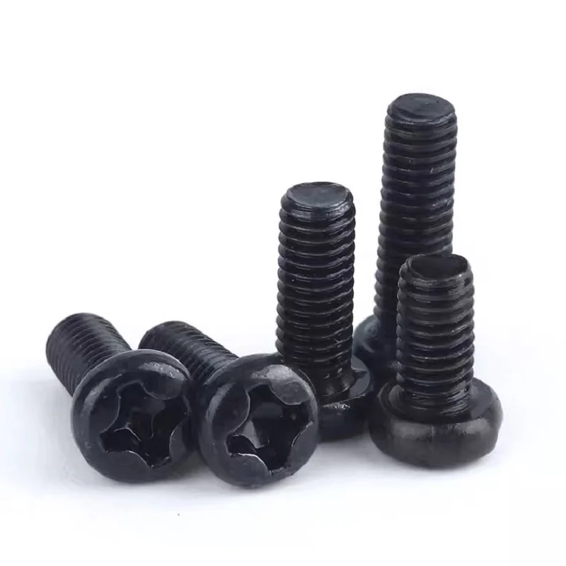 

1000pcs/lot M1 M1.2 M1.4 M1.6 PM GB818 Black Pan Head Half Round Head Cross Machine Screw