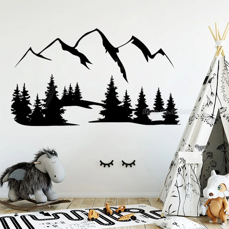 

Горный силуэт Наклейки на стены лесная виниловые наклейки на стену лесной Wall Art детская Спальня для украшения дома и детской фрески LL2593