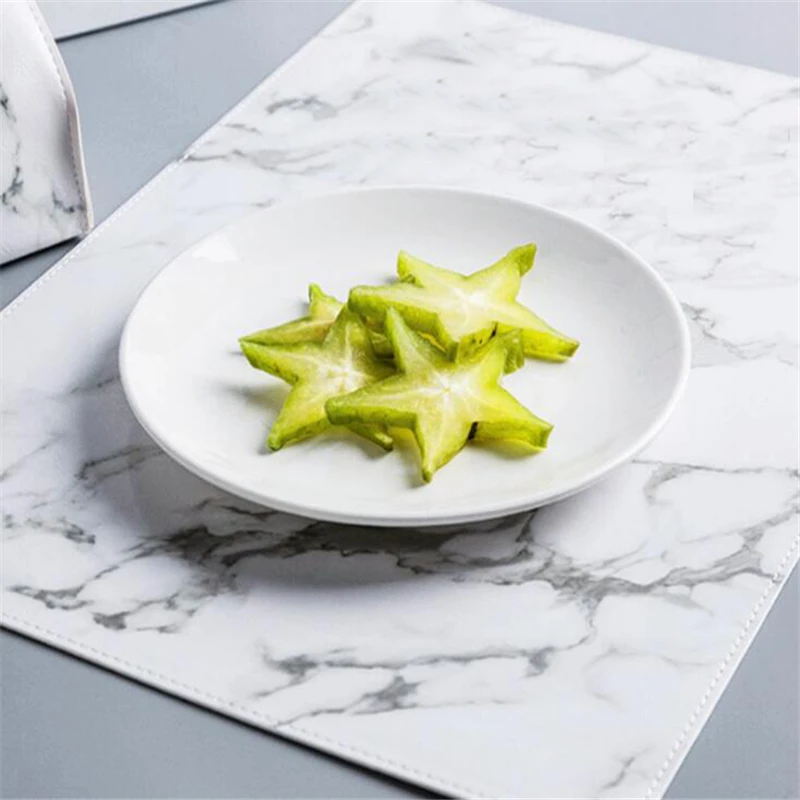 

Ретро мраморная салфетка противоскользящая теплоизоляция Западный коврик на стол из искусственной кожи Настольный коврик ресторанный дом...