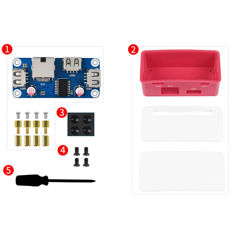 Чехол из АБС-пластика для модуля Ethernet Raspberry Pi Zero 2 W / Series 1x Ethernet-порт RJ45 3x USB порт s |