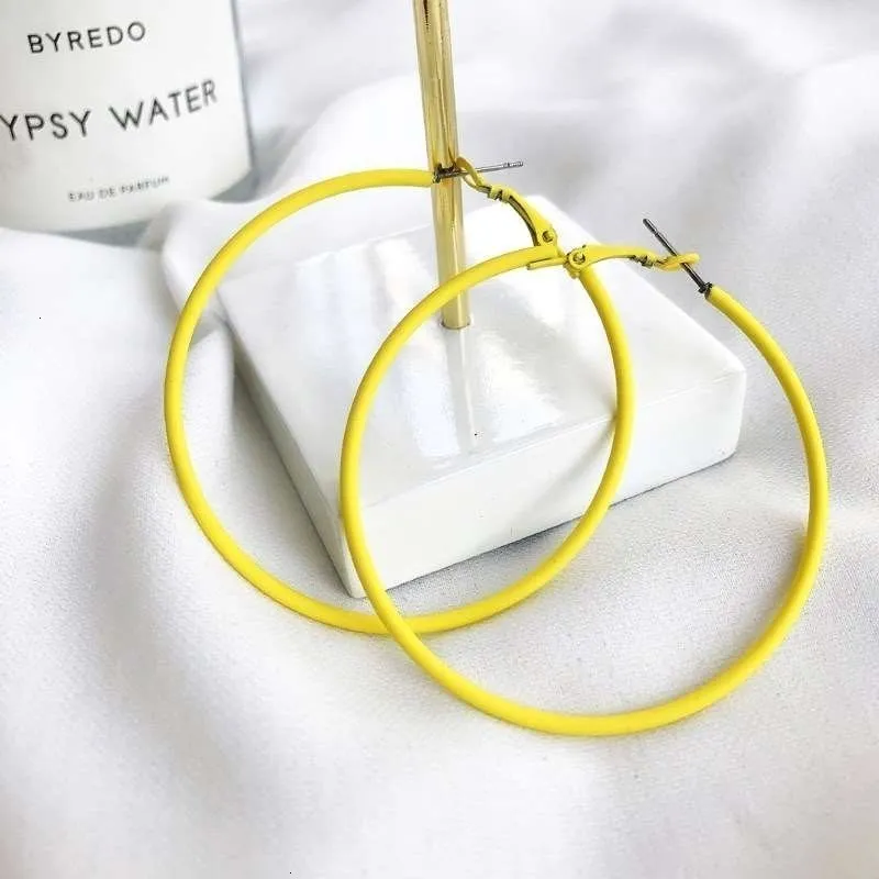 6CM Big Circle Hoop Earrings For Women Korean Yellow Green Colorful Hoop Earring Female Brincos Fashion Jewelry Gifts