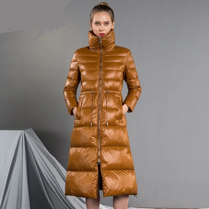 Зимнее модное плотное пуховое пальто теплый пушистый женский пуховик выше
