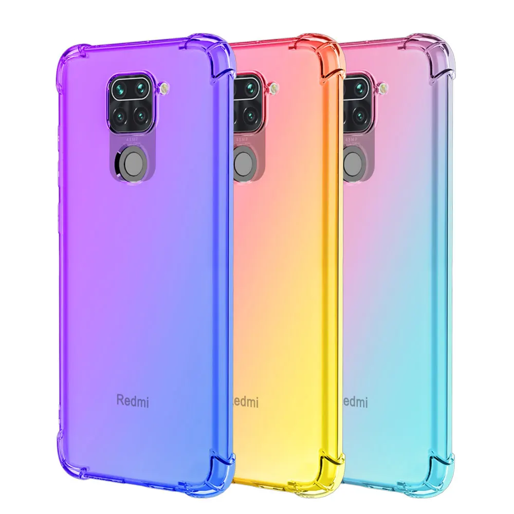 Redmi Note 9s 9 Pro чехол Люкс градиентными цветами прозрачный противоударный защитный