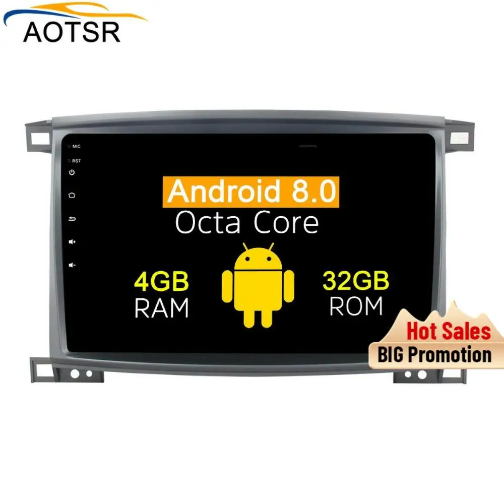 10 2 &quotAndroid 8 0 автомобильный dvd мультимедийный плеер для Toyota Land cruiser 100 LC 2003 2008 gps