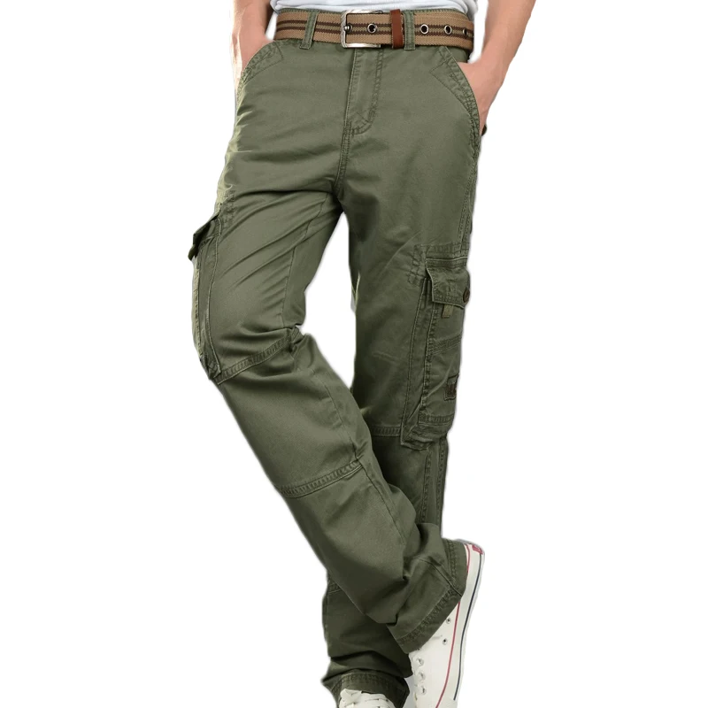 Классические мужские брюки карго прямые Слаксы повседневные мешковатые хлопковые военные тактические с