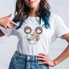 Женские футболки Disney Summer New Products Series Белые топы в британском стиле Mickey Mouse Harajuku Kawaii Dropship Удобные