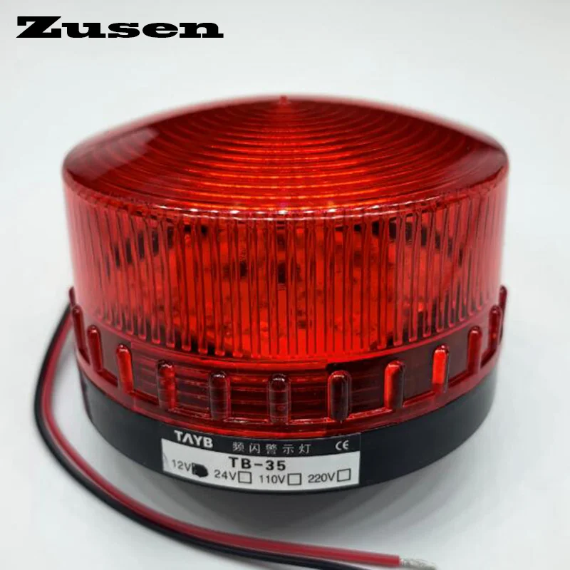 Zusen TB35-R 12 فولت 24 فولت 110 فولت 220 فولت الأحمر الأمن صفارة تنبيه بالوميض إشارة مصباح ليد تحذيري مصباح صغير ضوء وماض
