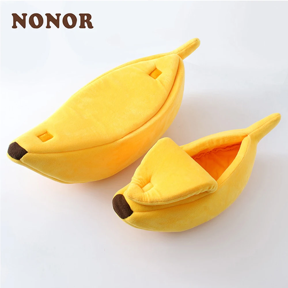 NONOR Funny Banana Cat Bed House Cute Cozy Cat Mat Beds Warm Durable Portable Pet Basket Kennel Dog Cushion Supplies Multicolor