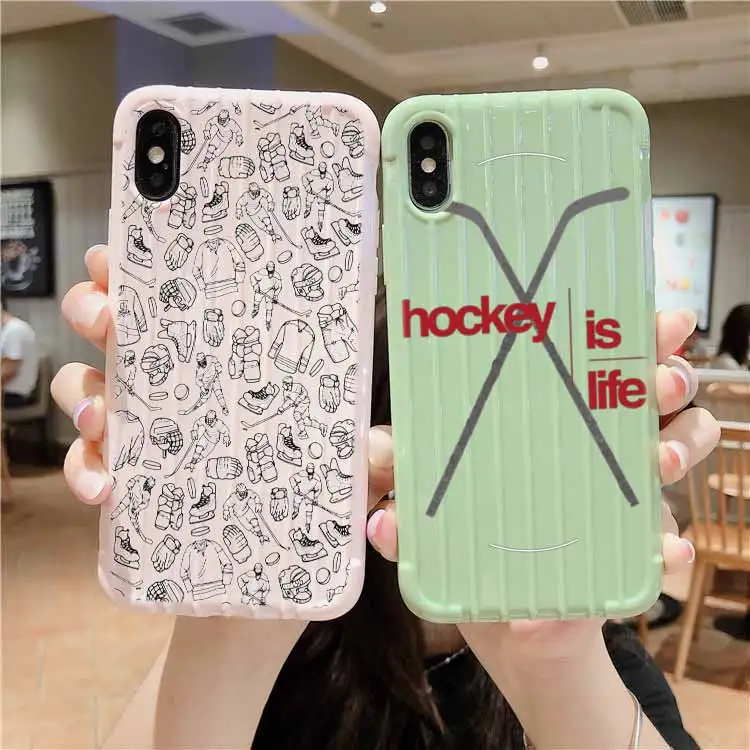 Hockey Trolley Suitcase Texture Phone Case IPhone 11 Pro Max X XS MAX 8 7 6S Plus Cute Candy Color Casing | Мобильные телефоны и