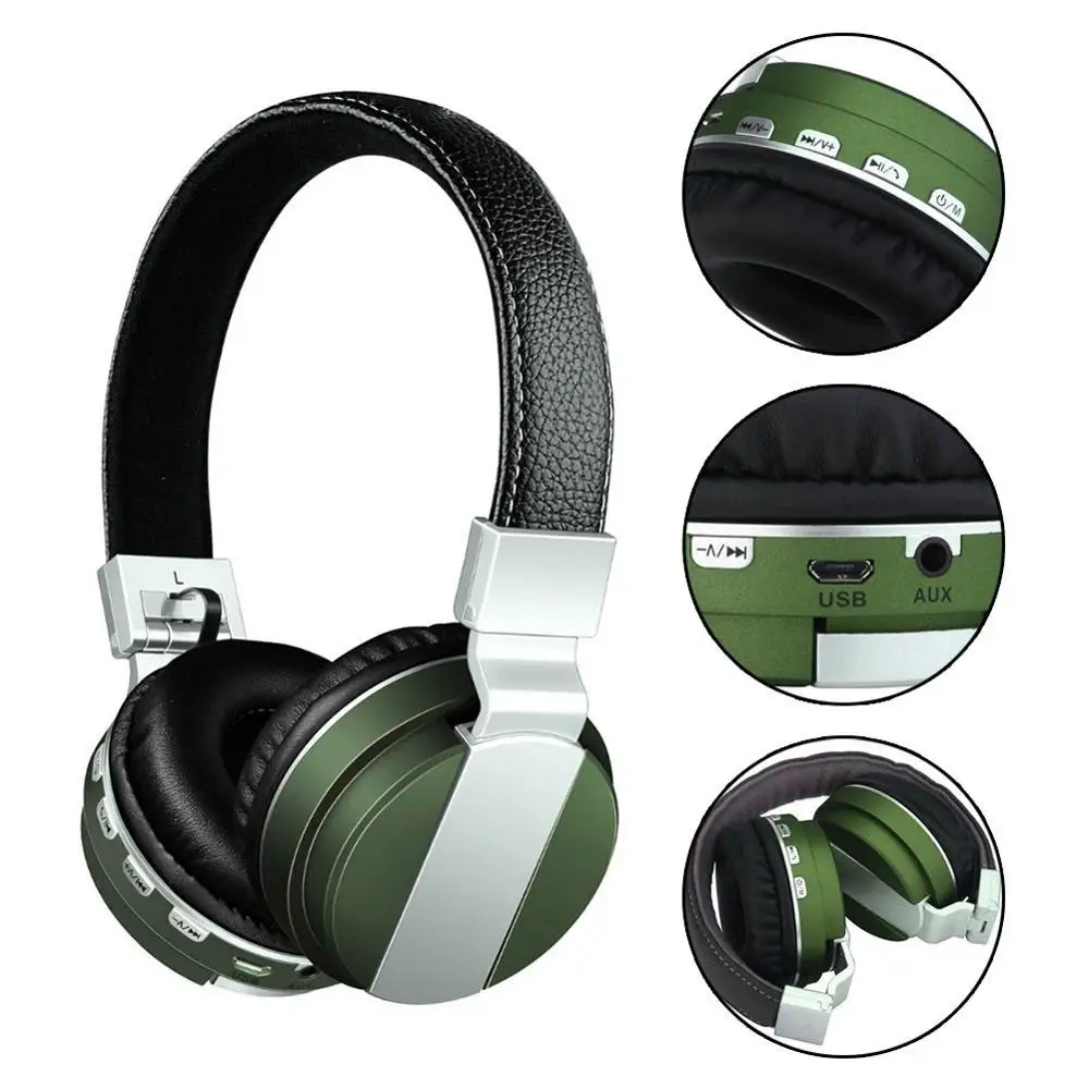 Кожаные Bluetooth Игровые наушники BT008 Складная спортивная Беспроводная гарнитура поддержка TF Складная bluetooth повязка на голову с микрофоном