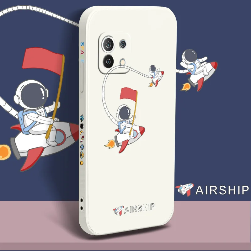 

Flying Astronaut Case For Xiaomi Mi 11 lite Ultra 11i 11T 10T 9T Pro Lite 10 10S 9 8 lite Pro Poco F2 X2 F3 Pro Soft Phone Cover