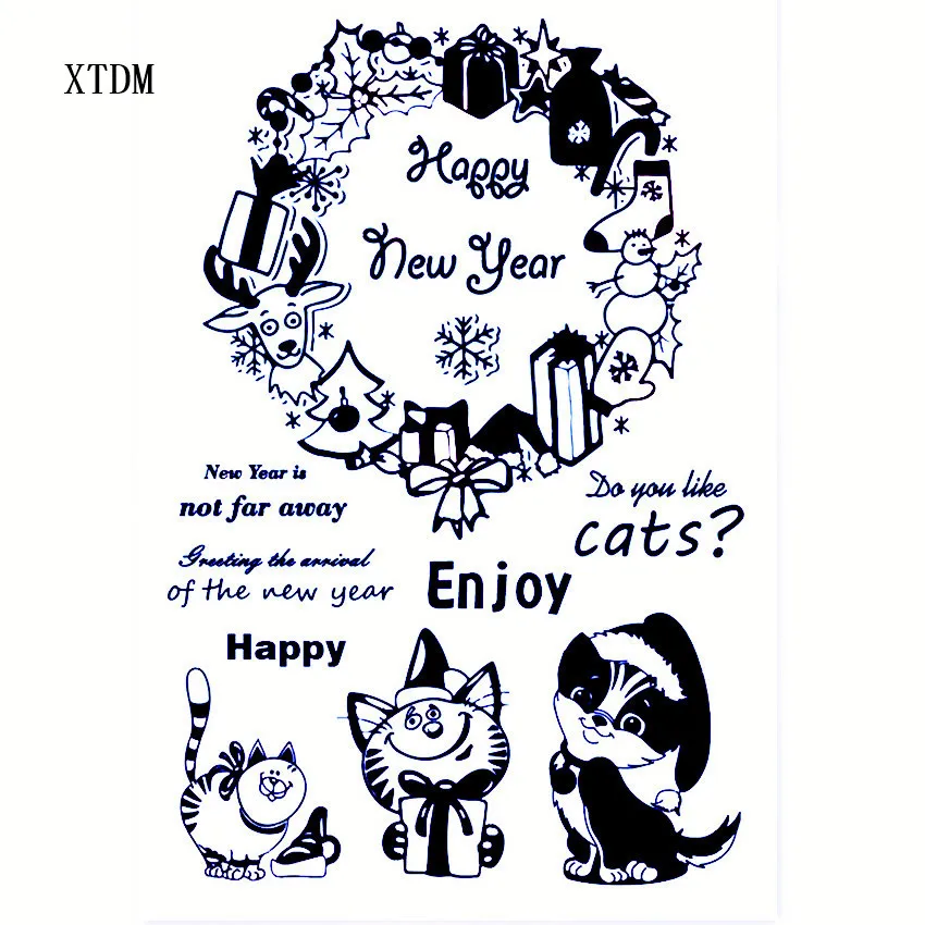 Горячая продажа Новый год Кот прозрачный значок/силиконовый Валик Для