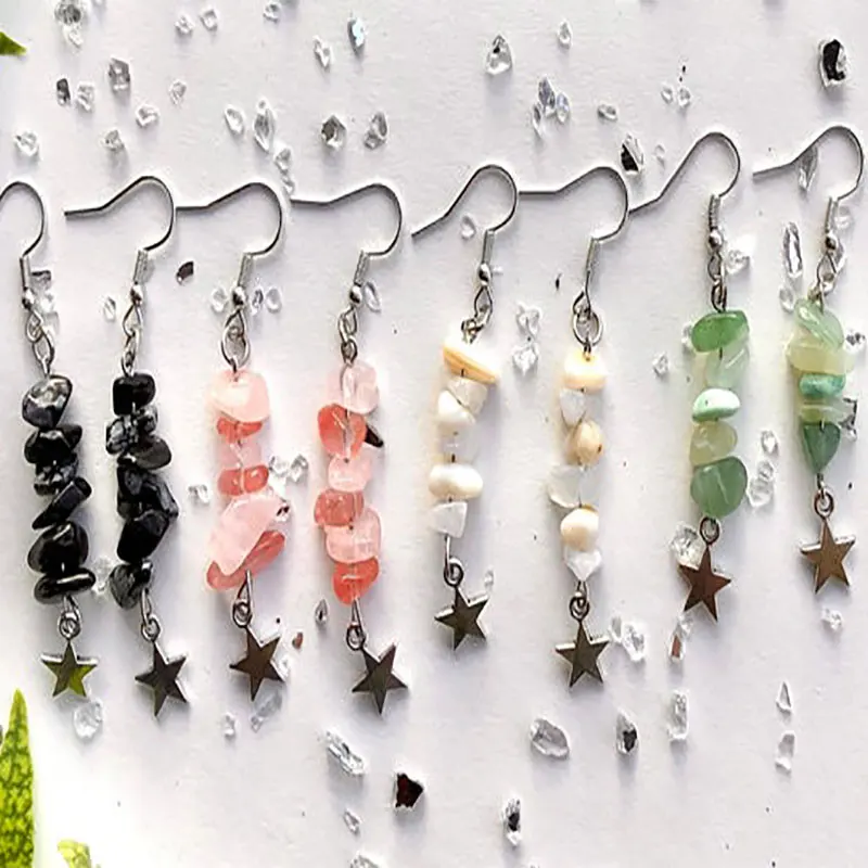 Звездные кварцевые серьги подарок с аметистом и кристаллом сказочный алтарь из