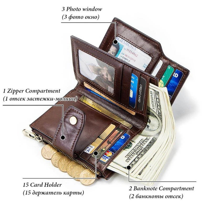 

Credit Card Leather Bifold Smart Wallet with Alarm GPS Map Bluetooth Alarm Snap Coin Purse Cash Pocket Organizer Holder Pouch