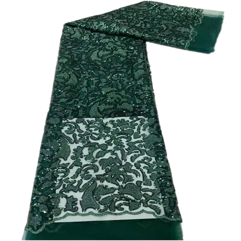 

2022 африканская французская сетчатая кружевная ткань, сетчатая вышивка, кружевная ткань с блестками 5 ярдов для свадебного платья, швейные материалы