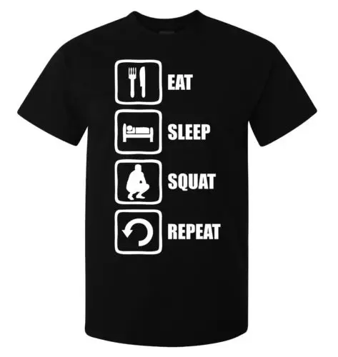 Мужские футболки с коротким рукавом и принтом Eat Sleep Squat в славянском восточном