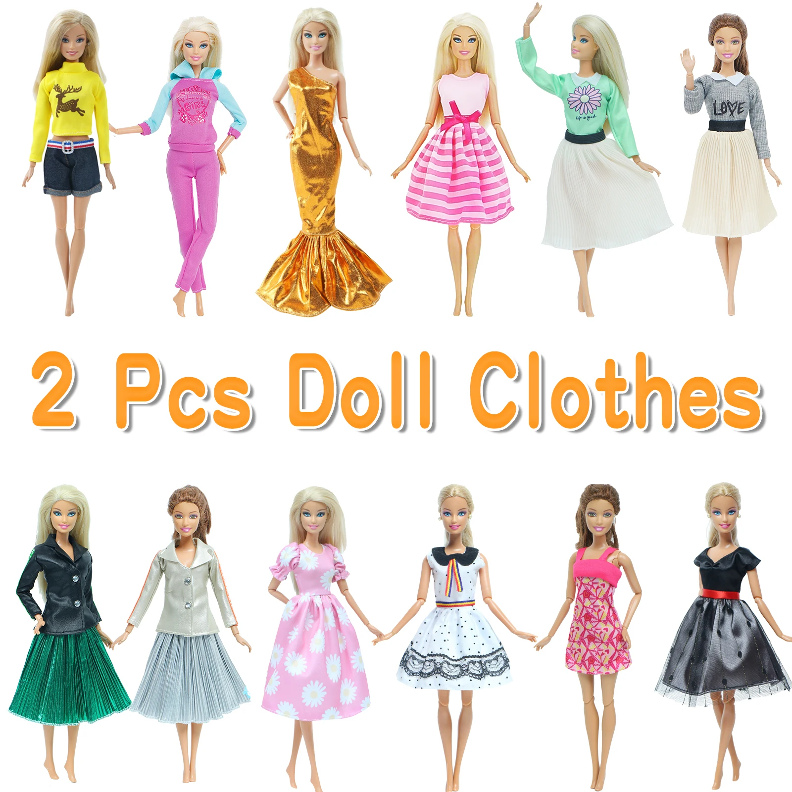 Модная одежда повседневная для близнецов юбка платье Одежда куклы Барби девочки