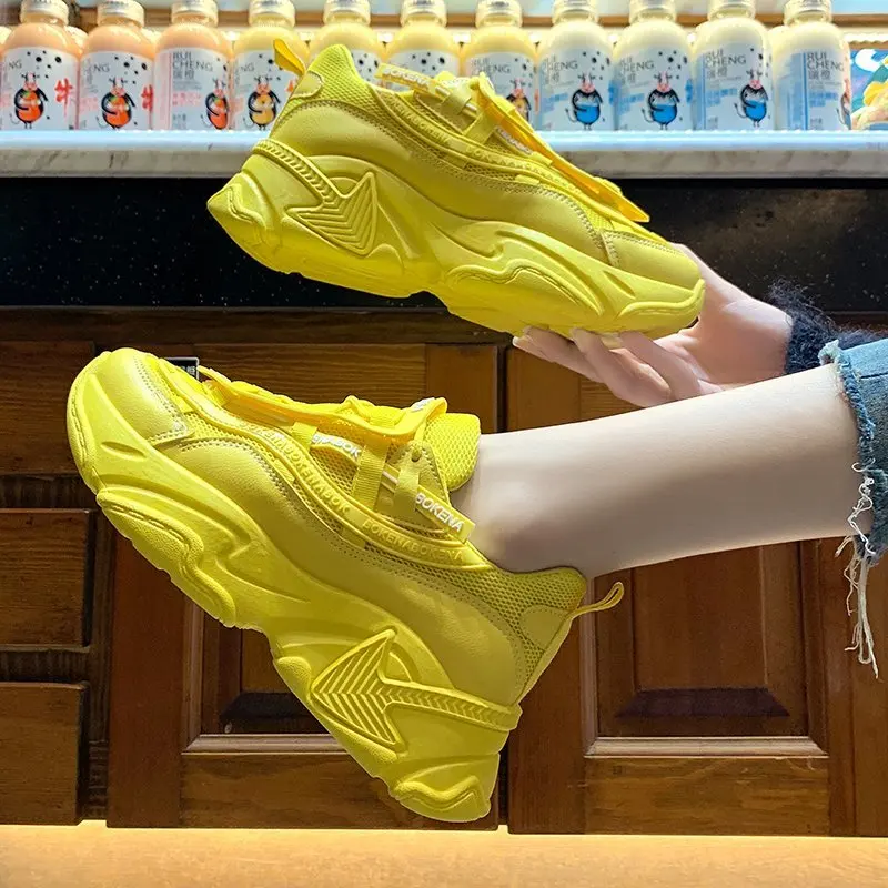 

2021 Womens Shoes Casual Sport Sneakers Women's Vulcanize Shoes Thick Sole Running Breathable Female Chunky Sneakers Size 35-40