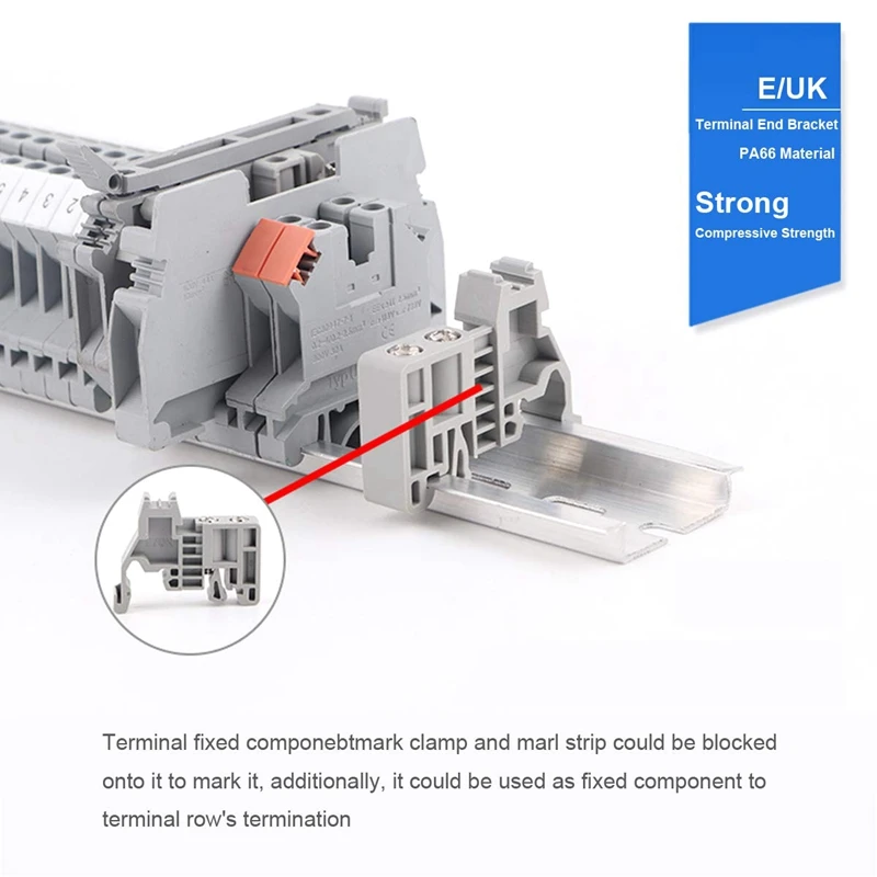 

Din Rail Terminal Blocks Kit,Uk5N Terminal +Ground Blocks+Aluminum Rail+D-Uk End Covers+E/Uk End Brackets+Bridge Jumpers Kits