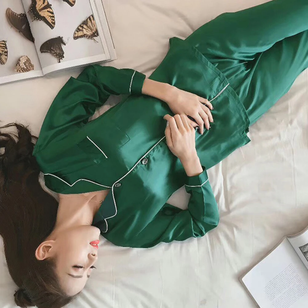 Пижамный комплект женская ночная рубашка пижамный модная однотонная блузка с