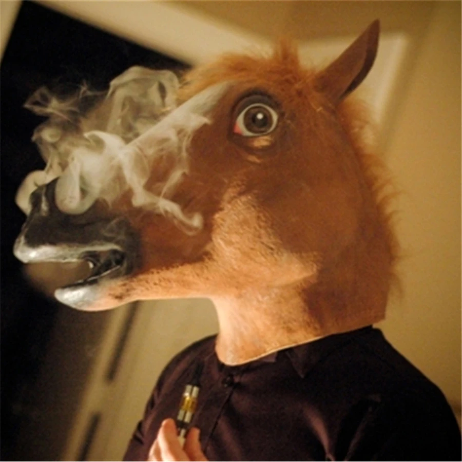 

5 pcs Novelty Latex Mask Halloween Costume Full Face Horrible Horse Head Mask Masquerade Props Halloween Masks Party Supplies