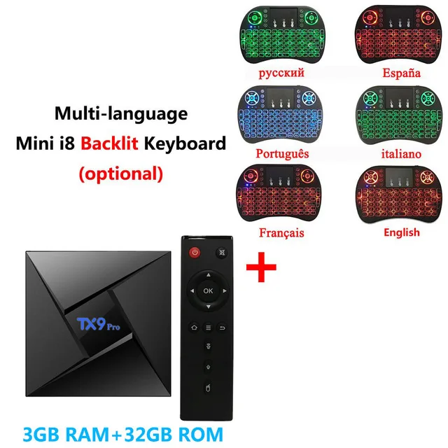 3G32G I8 keyboard ТВ-приставка TX9 Pro Amlogic S912 Android 7,1 2/3GB 16/32GB Octa Core 2,4G/5G WiFi Bluetooth 4,1 100M 4K HD медиаплеер телеприставка - Цвет: 3G32G I8 keyboard