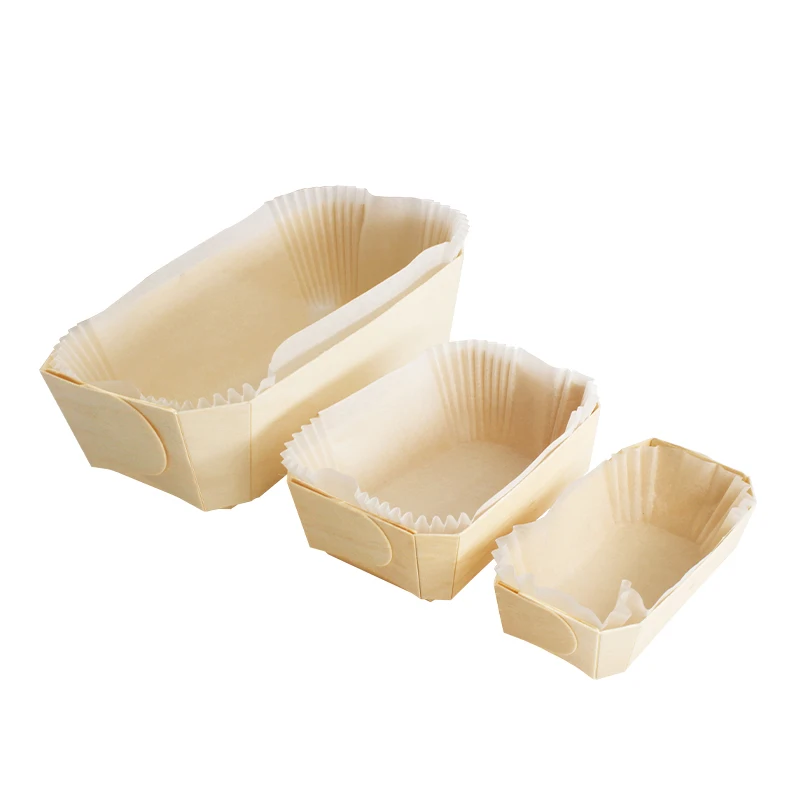 Bandeja de papel para alimentos, bandeja de madera desechable para embalaje de pasteles, Pan, hornear y ensaladas-3