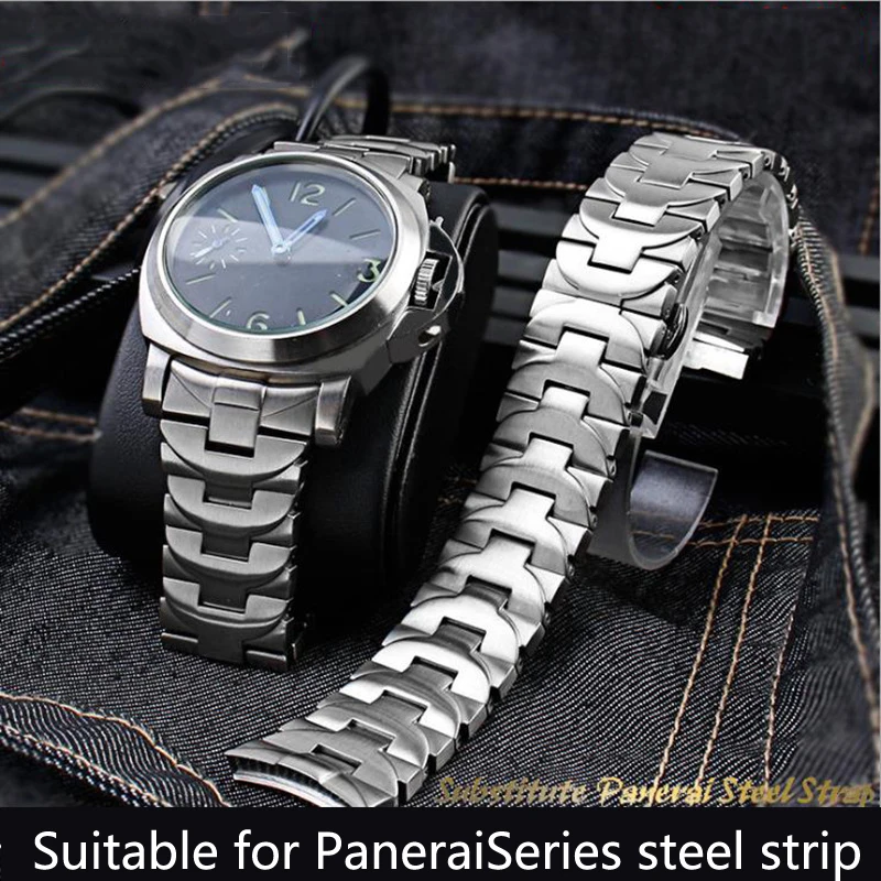 Suitable for Panerai PAM4411 111382 strap men's steel band elbow stainless steel butterfly CLASP BRACELET 24mm