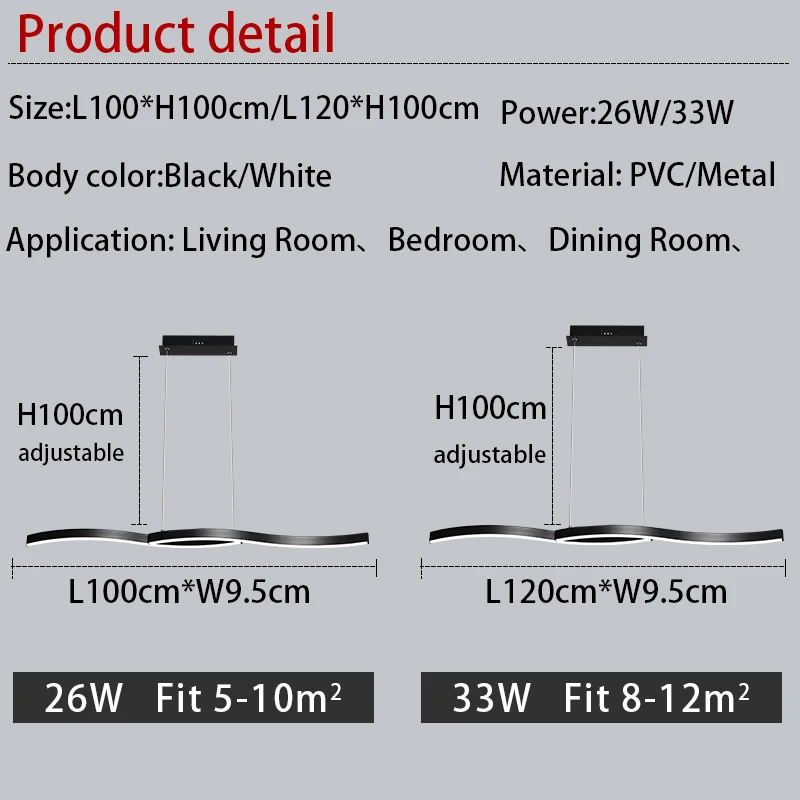 Modern Led Chandelier Lighting For Living room Dining Kitchen Acrylic Home 120 100cm Luminareis Black&ampWhite | Лампы и освещение