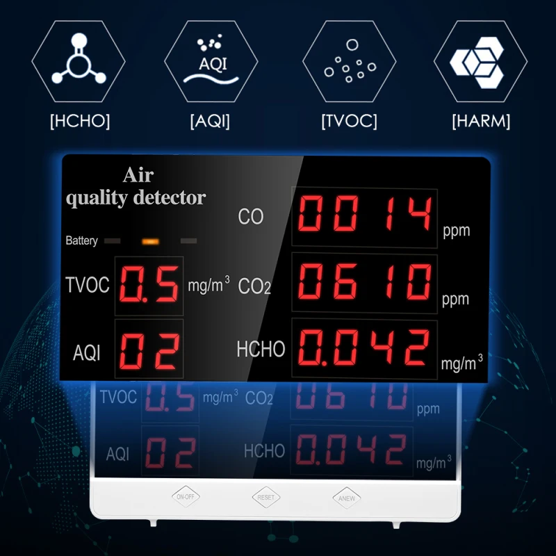 

Multifunctional Digital CO CO2 HCHO TVOC Gas Detector High Accuracy Air Quality Monitor Gas Analyzer Air Quality Detector