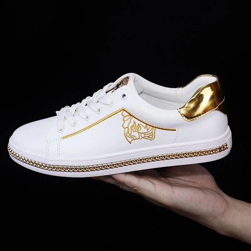 Кожаная повседневная мужская обувь сезон осень модные белые туфли из воловьей